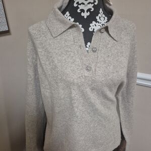 J. Crew Light Taupe/Cream Collared Sweater